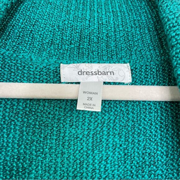 Dress Barn green knit cowl neck sweater short sleeve size 2X - Picture 7 of 10
